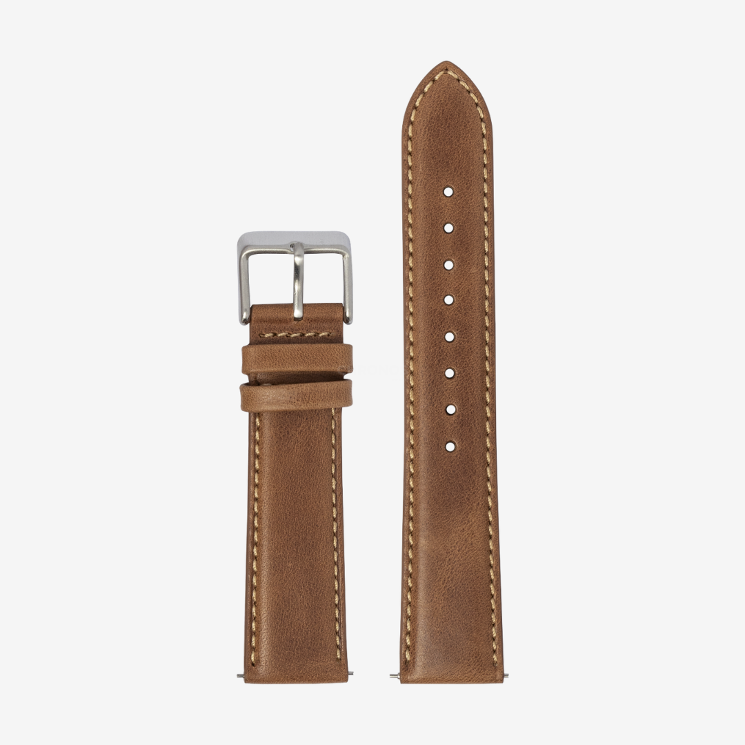 Apple Watch Band - Padded Leather - Brown | Beige Stitching - Watch Band