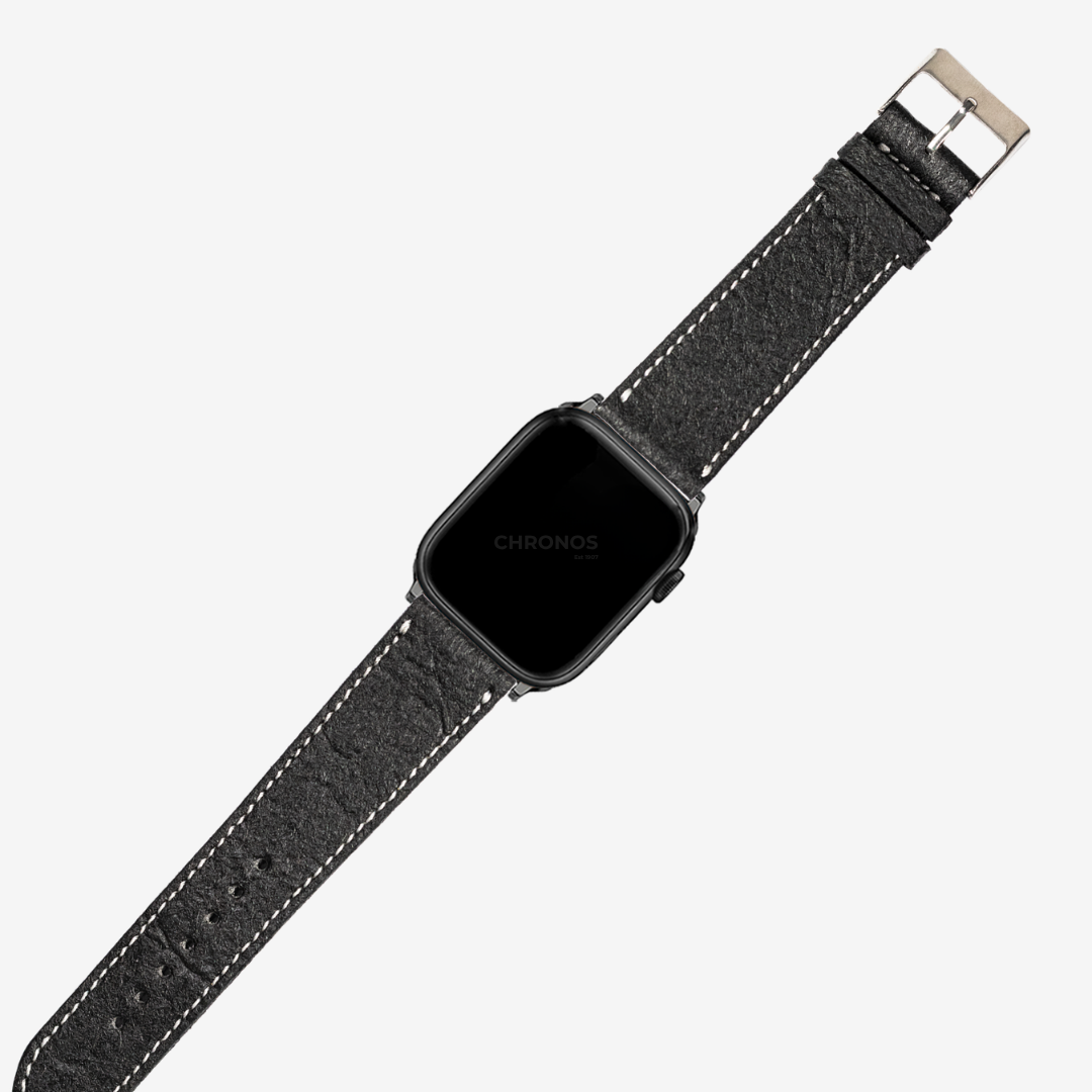 Apple Watch Band - Pineapple Vegan Leather - Black | White Stitching - Watch Band