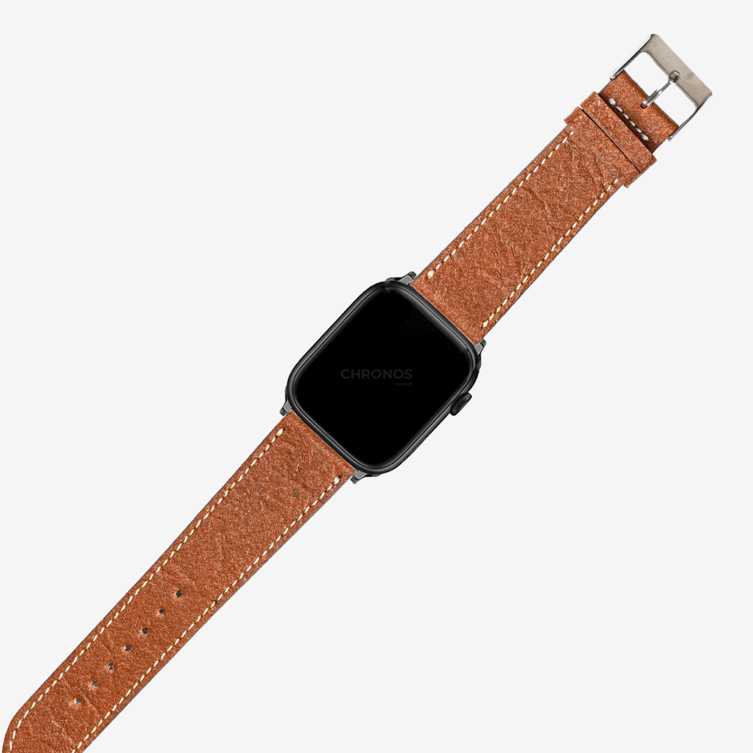 Apple Watch Band - Pineapple Vegan Leather - Brown | White Stitching - Watch Band