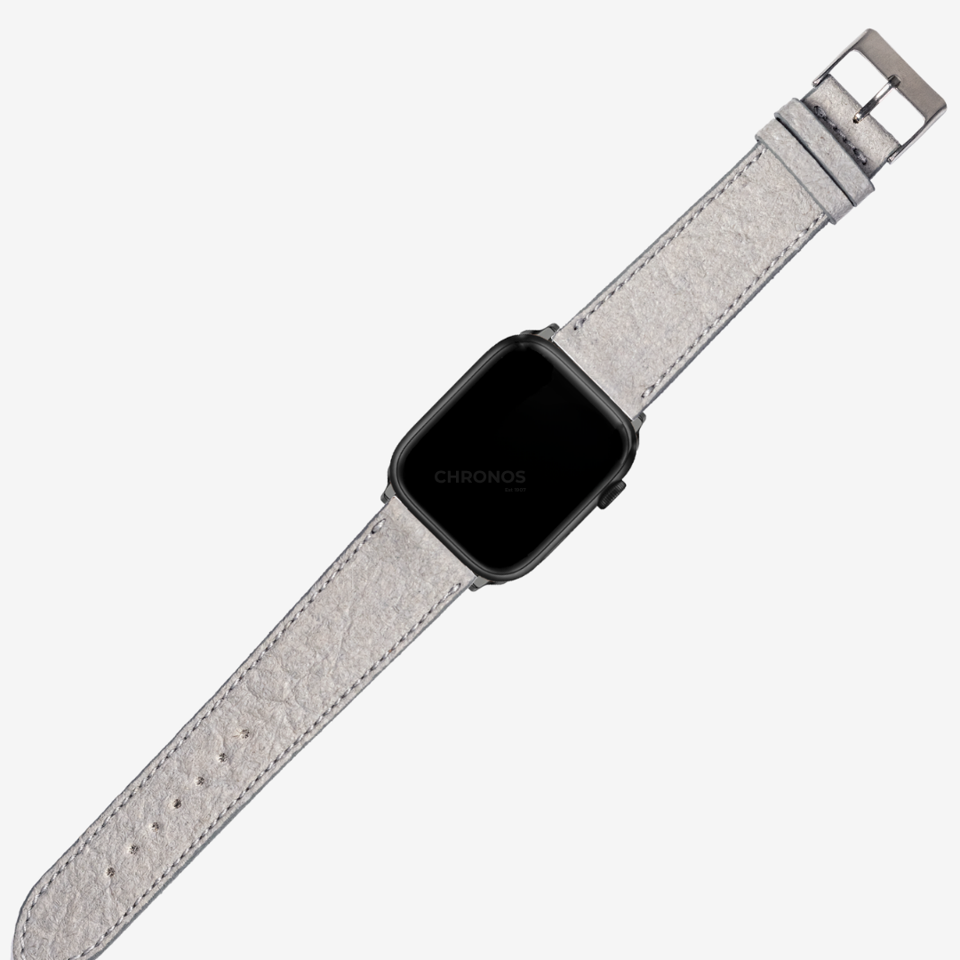 Apple Watch Band - Pineapple Vegan Leather - Grey | White Stitching - Watch Band