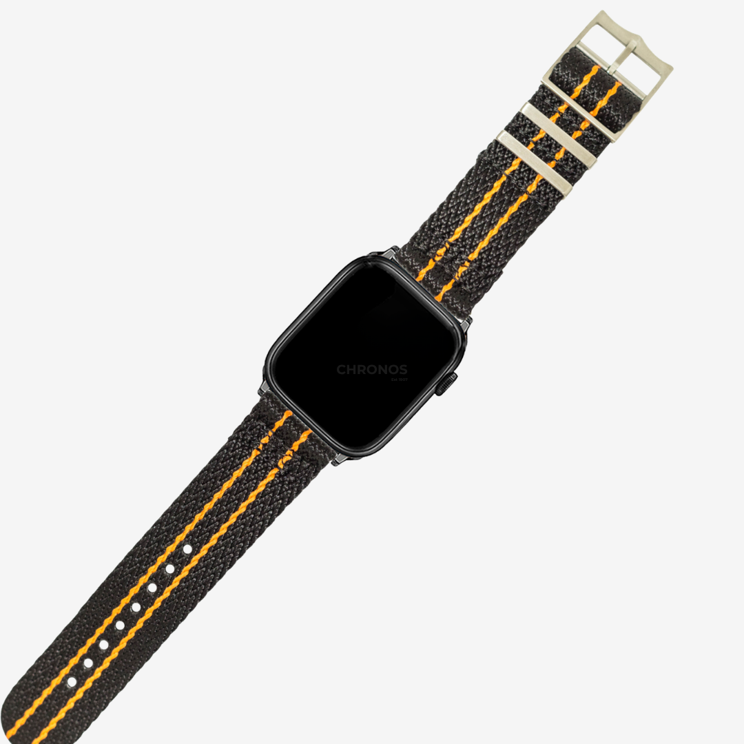 Apple Watch Band - Sharktooth Militex - Black | Orange Lines - Watch Band