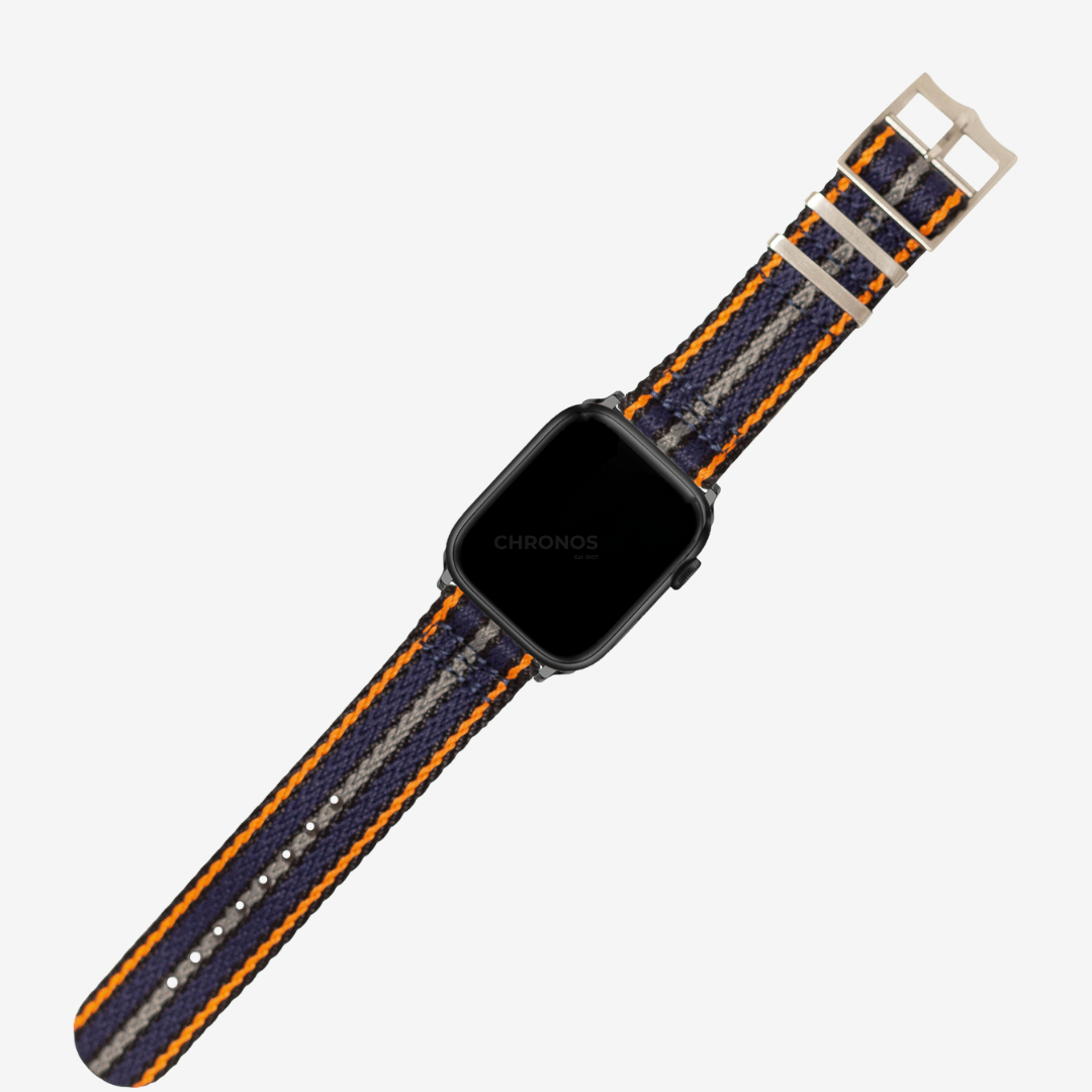 Apple Watch Band - Sharktooth Militex - Navy | Orange Lines - Watch Band