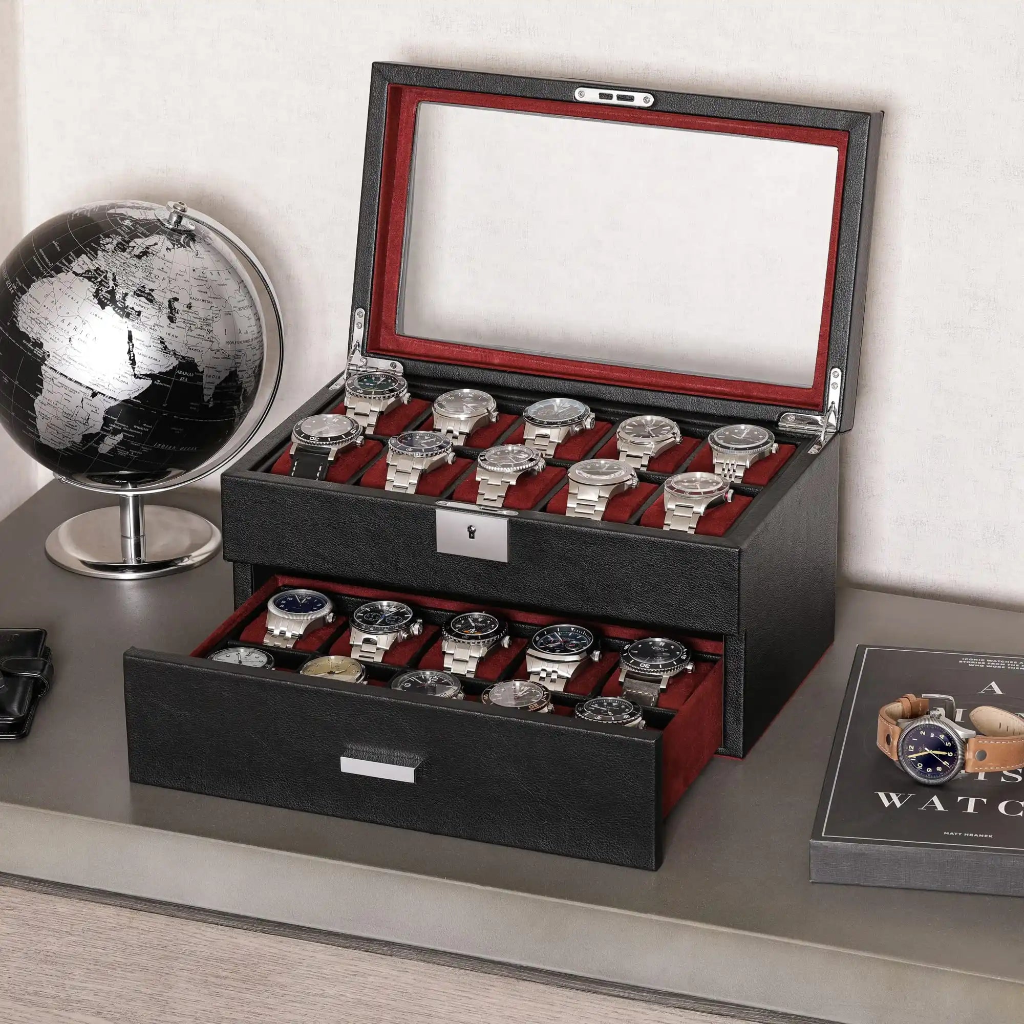 Black watch storage box.