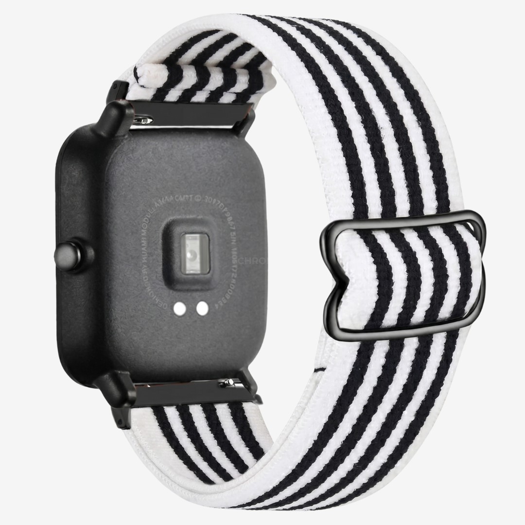 Coros Watch Band - Elastic Nylon - Stripe White Black - Watch Band