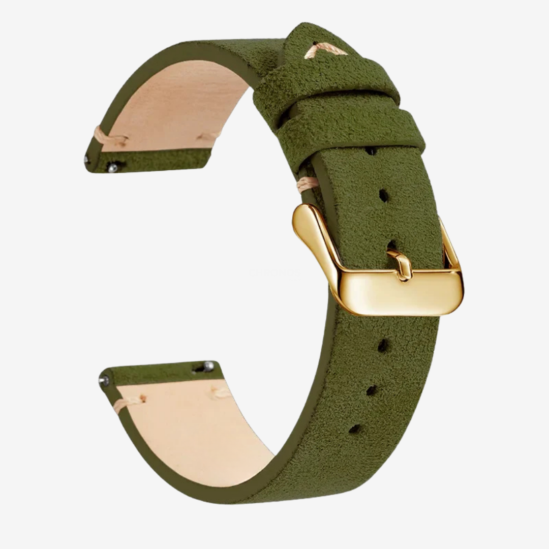 Coros Watch Band - Genuine Leather - Army Green 3 - Watch Band