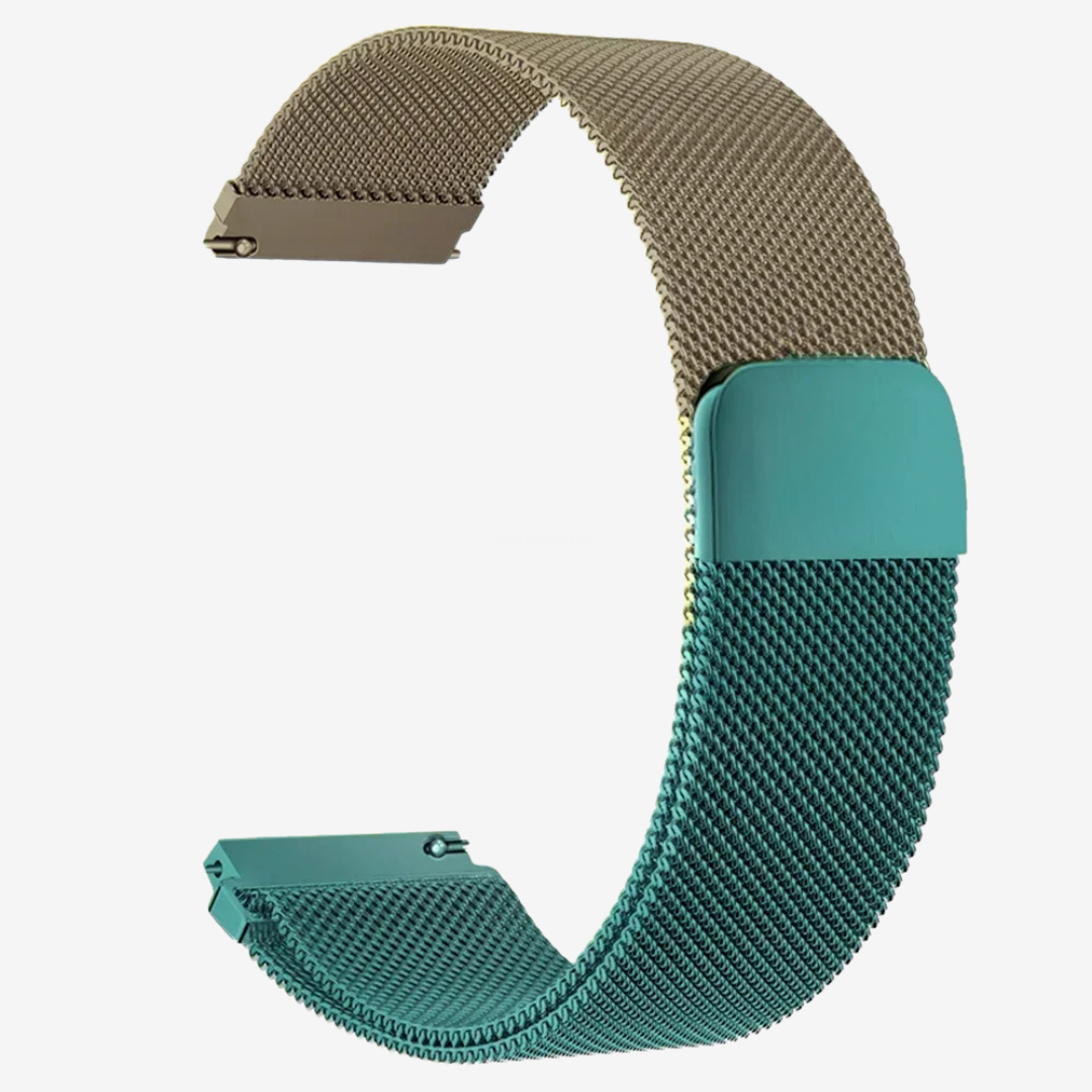 Coros Watch Band - Milanese Loop - Khaki & Aqua - Watch Band