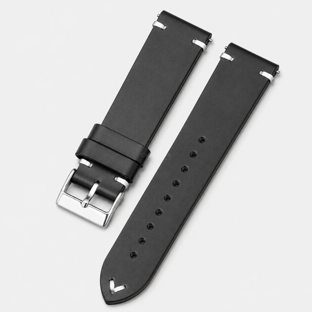 Coros Watch Band - Retro Oil Wax Leather - Black - Watch Band