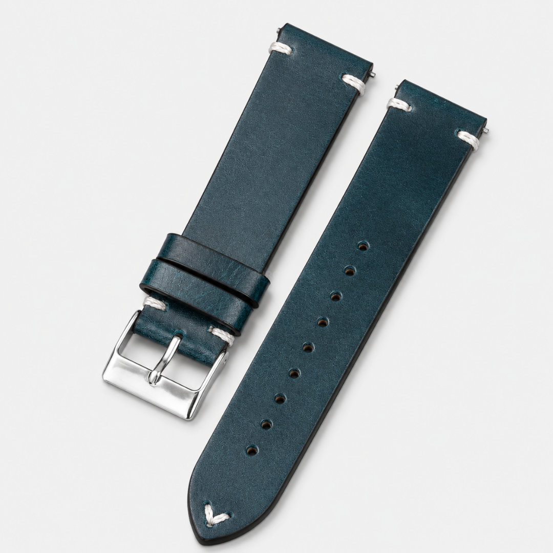Coros Watch Band - Retro Oil Wax Leather - Blue - Watch Band