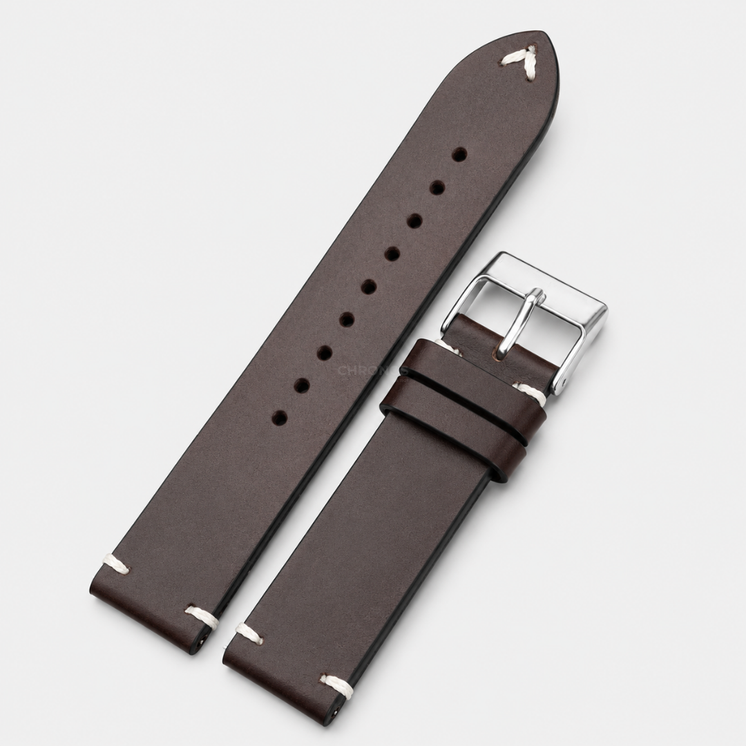 Coros Watch Band - Retro Oil Wax Leather - Dark Brown - Watch Band