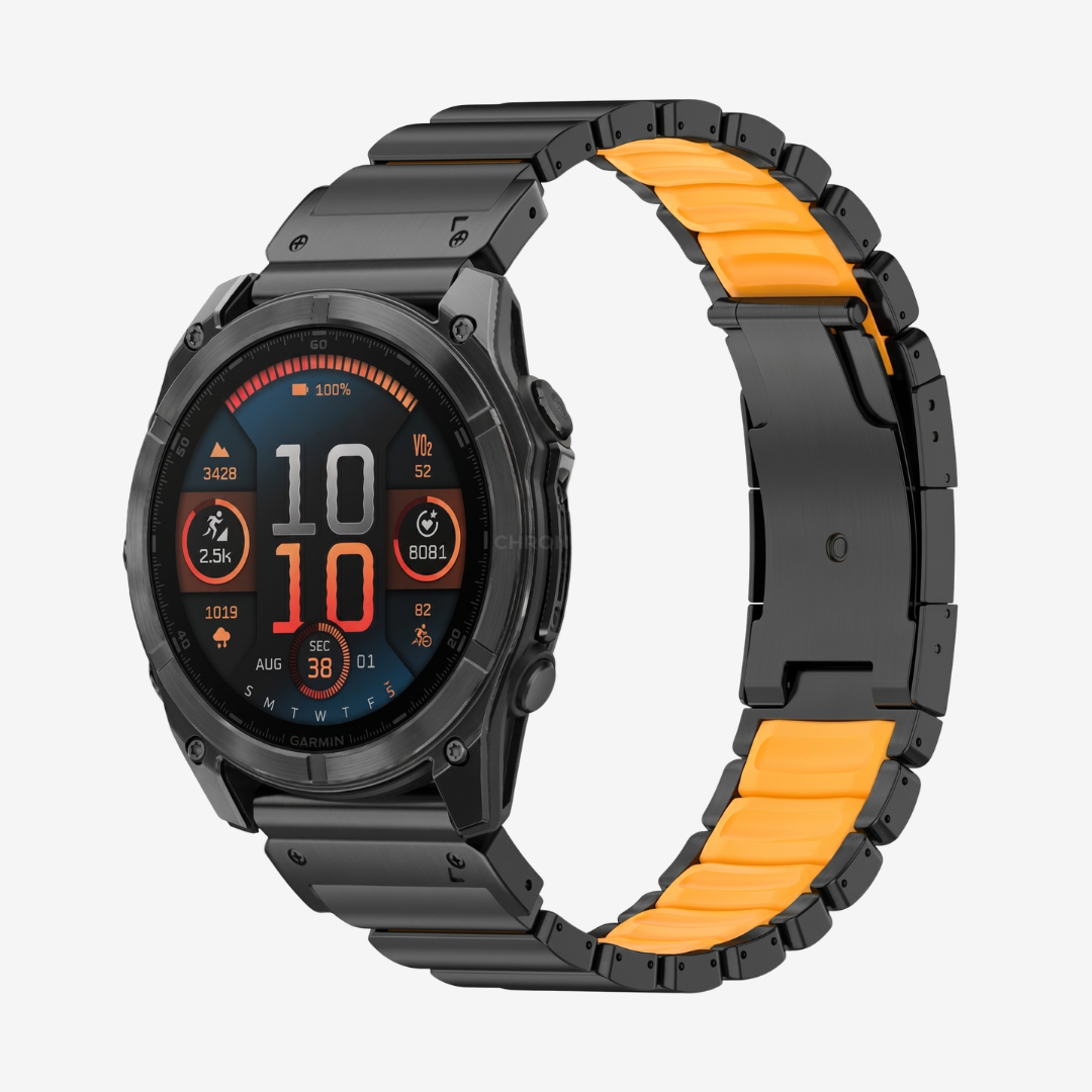Garmin QuickFit GEMINI Titanium Band - Black Orange / 22mm - Watch Band
