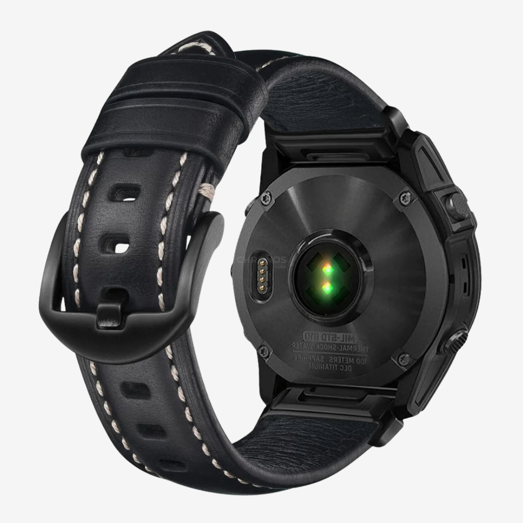 Garmin QuickFit Nappa Leather Band - Black / Black / 20mm - Watch Band