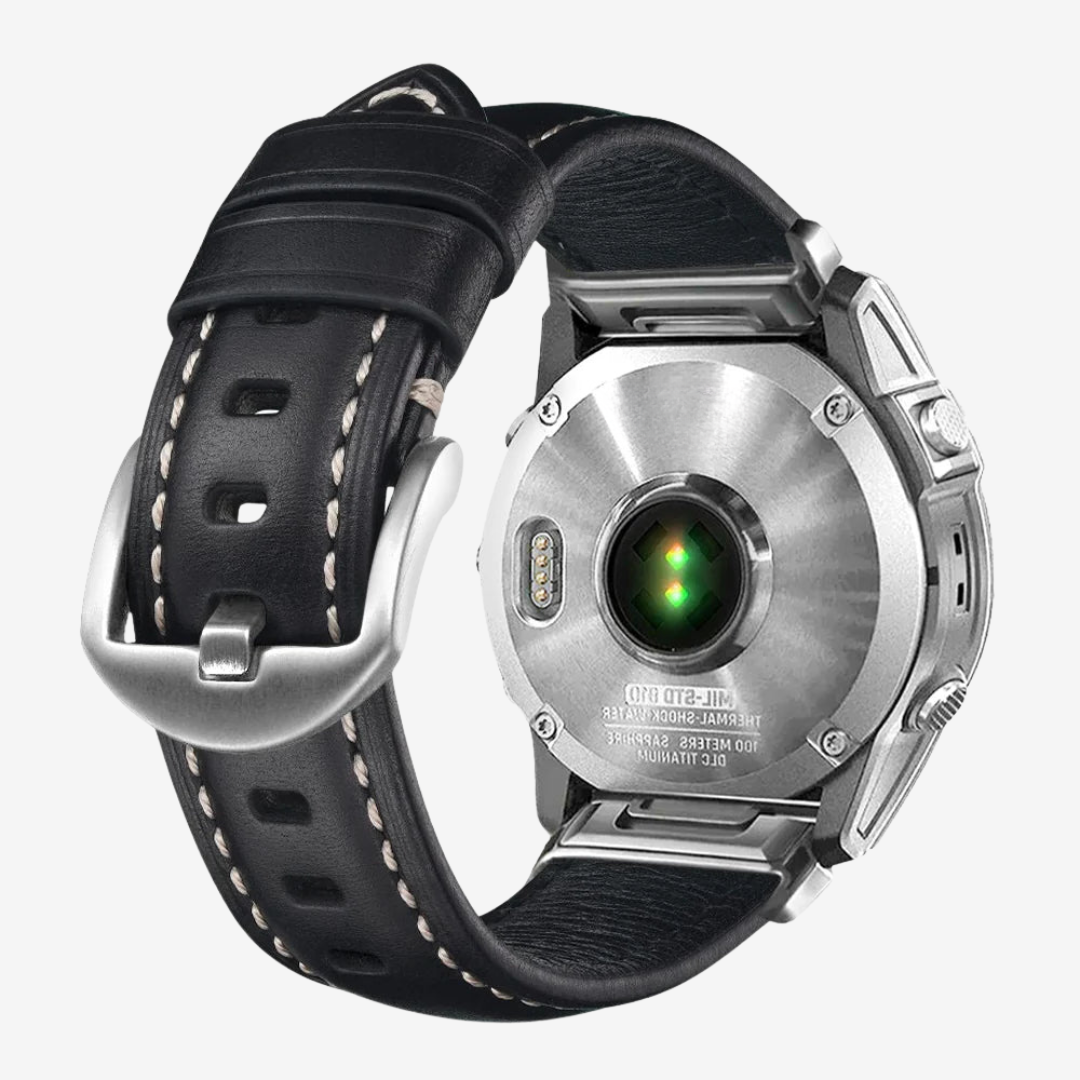 Garmin QuickFit Nappa Leather Band - Black / Silver / 20mm - Watch Band