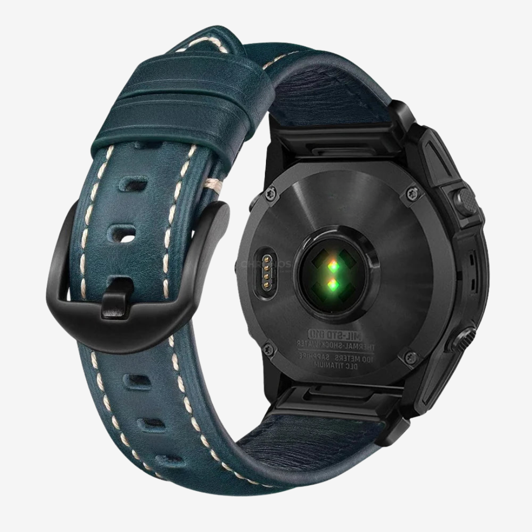 Garmin QuickFit Nappa Leather Band - Blue / Black / 20mm - Watch Band