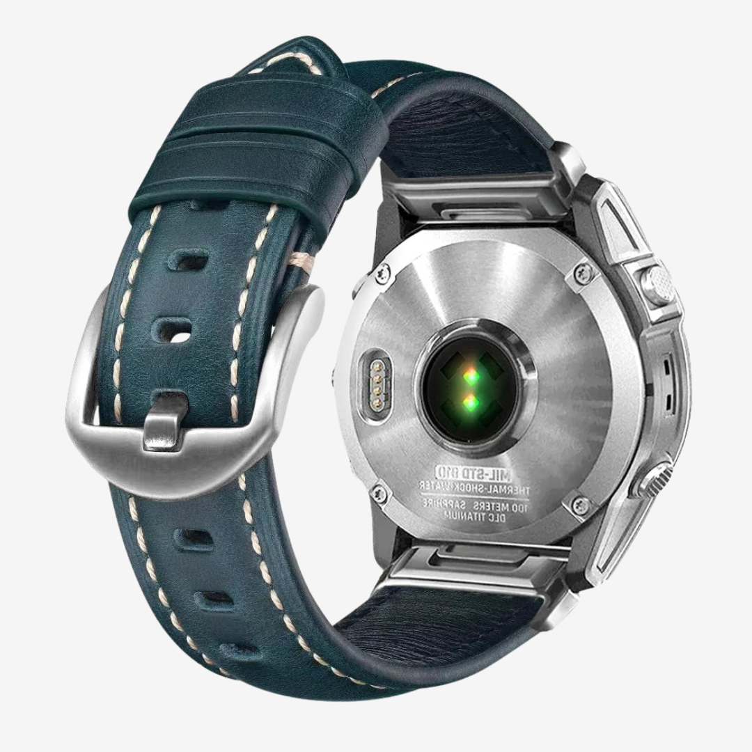 Garmin QuickFit Nappa Leather Band - Blue / Silver / 20mm - Watch Band