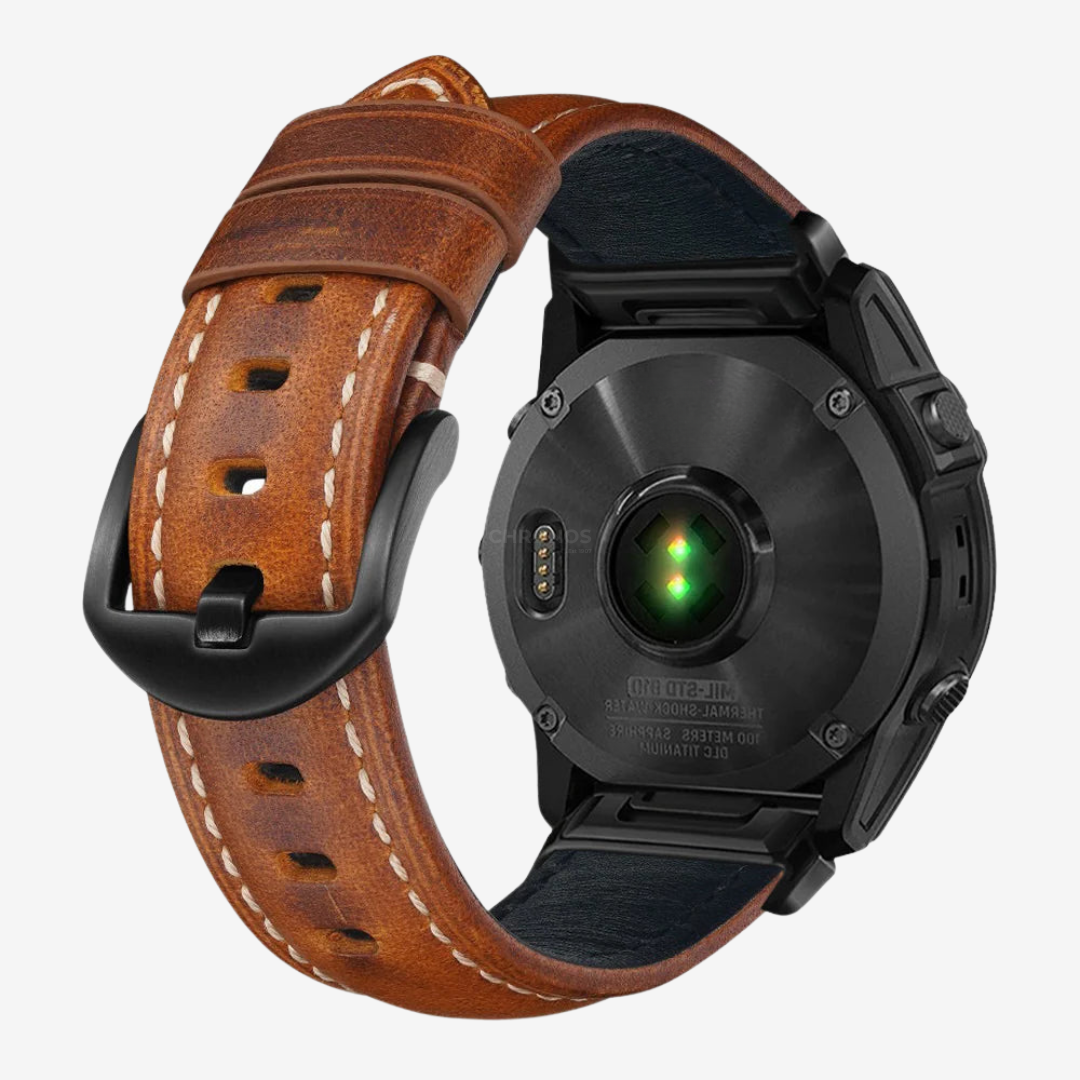 Garmin QuickFit Nappa Leather Band - Brown / Black / 20mm - Watch Band