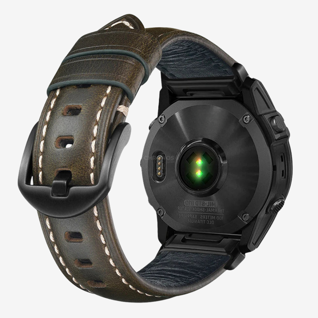 Garmin QuickFit Nappa Leather Band - Green / Black / 20mm - Watch Band