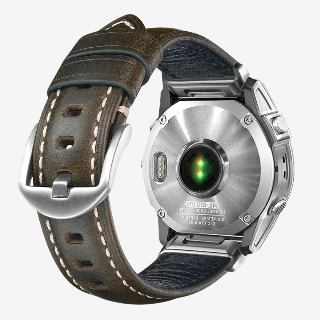 Garmin QuickFit Nappa Leather Band - Green / Silver / 20mm - Watch Band