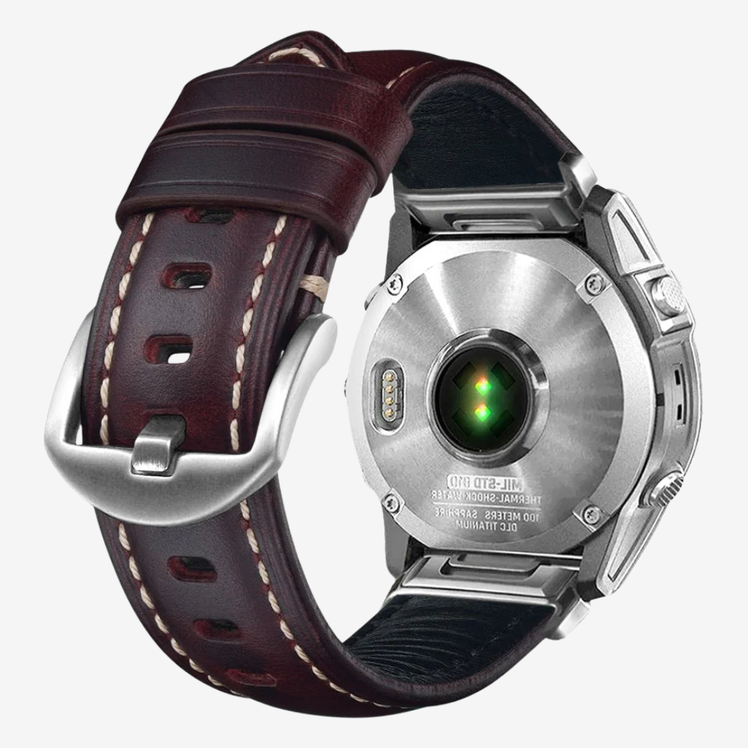 Garmin QuickFit Nappa Leather Band - Wine Red / Silver / 20mm - Watch Band