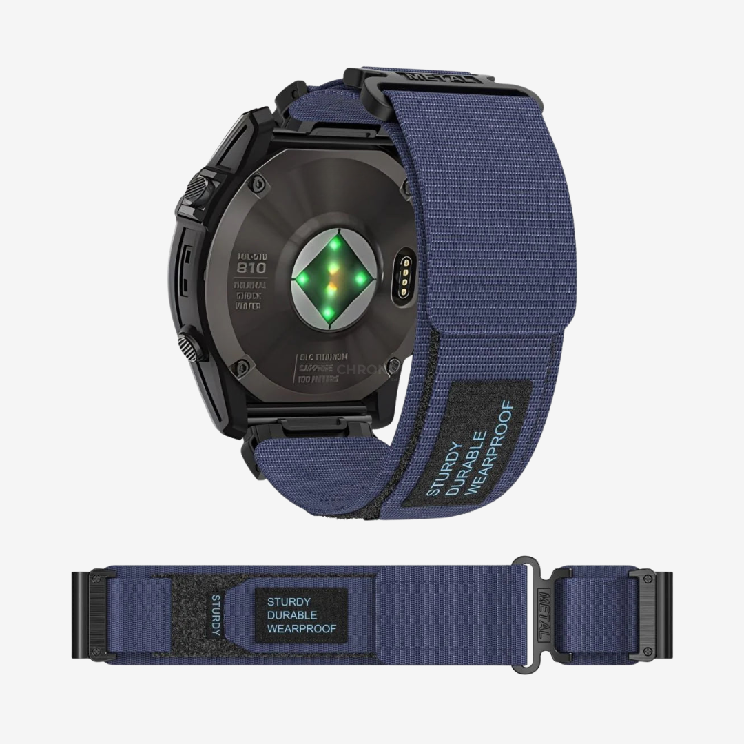 Garmin QuickFit Nylon Canvas Loop Velcro Band - Blue / 22mm - Watch Band