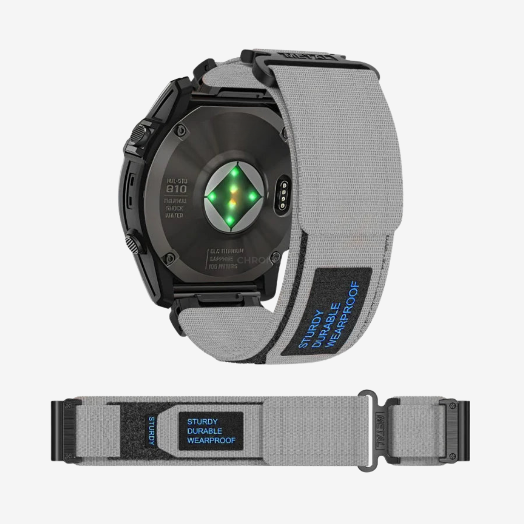 Garmin QuickFit Nylon Canvas Loop Velcro Band - Gray / 22mm - Watch Band