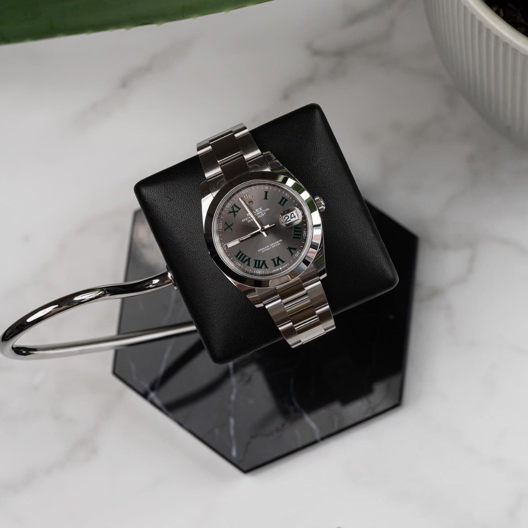 Support pour montre hexagonal - Coussin simple noir - SUPPORT POUR MONTRE