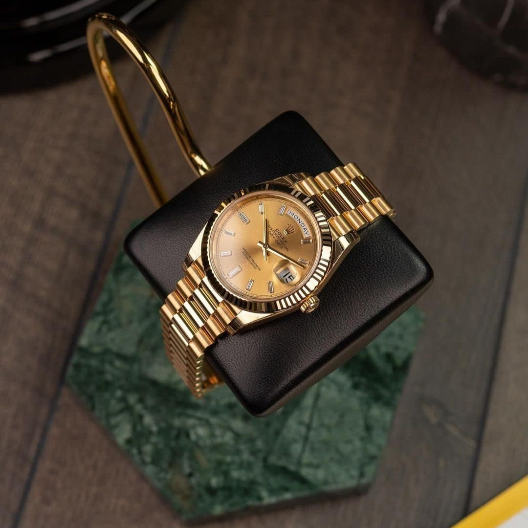 Support pour montre hexagonal - Coussin simple vert - SUPPORT POUR MONTRE