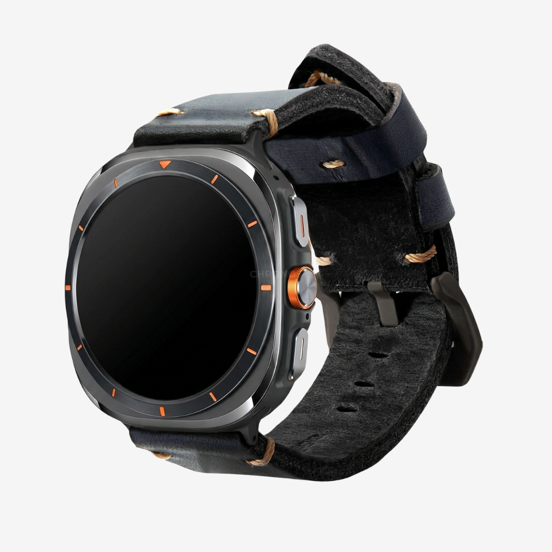 Leather Strap R01 for Samsung Galaxy Watch Ultra - Black - Watch Band