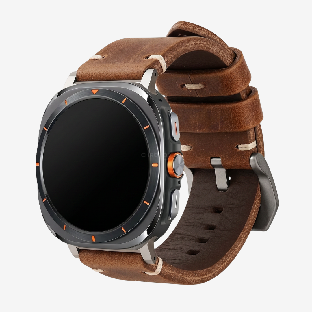 Leather Strap R01 for Samsung Galaxy Watch Ultra - Saddle Brown - Watch Band