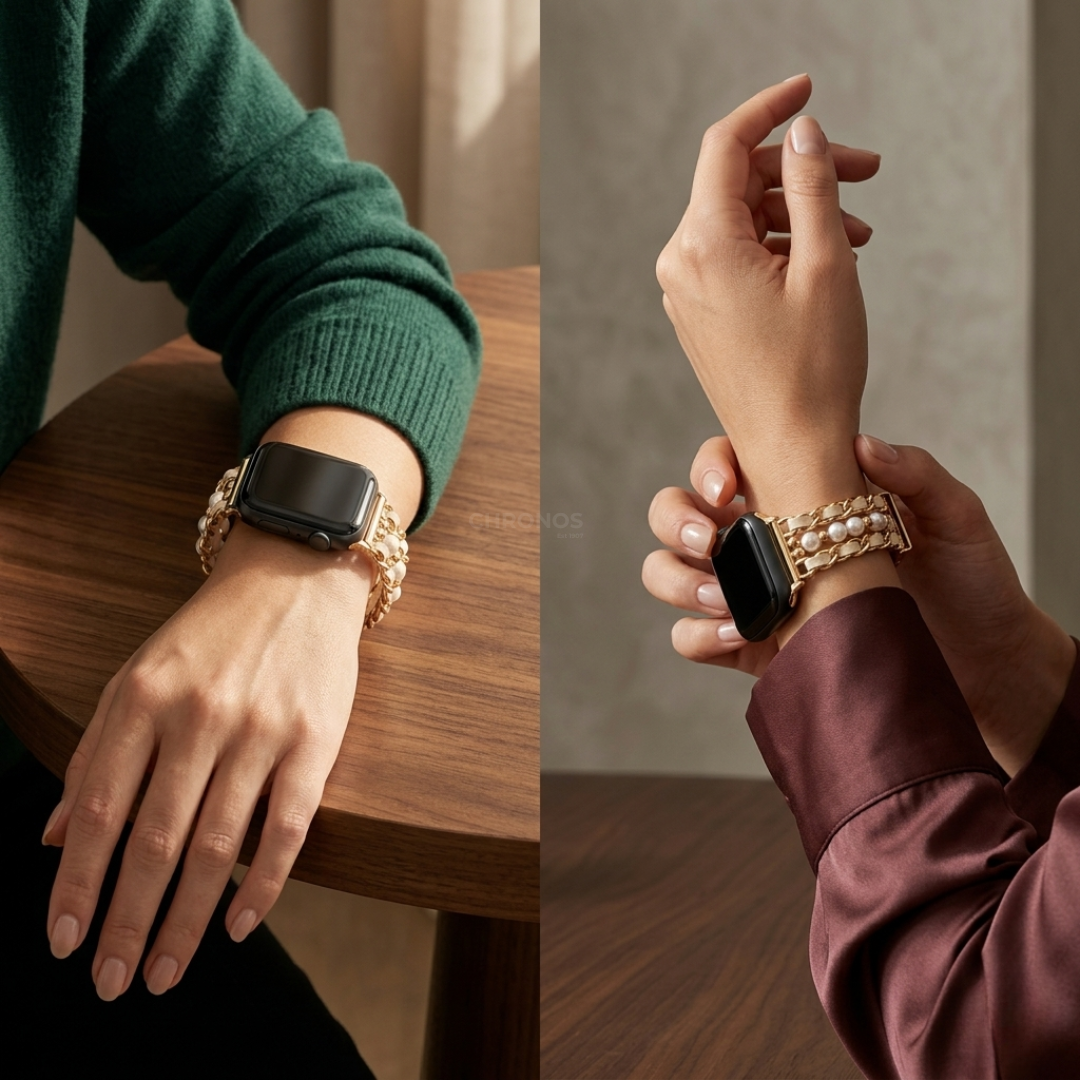Pearl Metal Link Bracelet - Watch Band