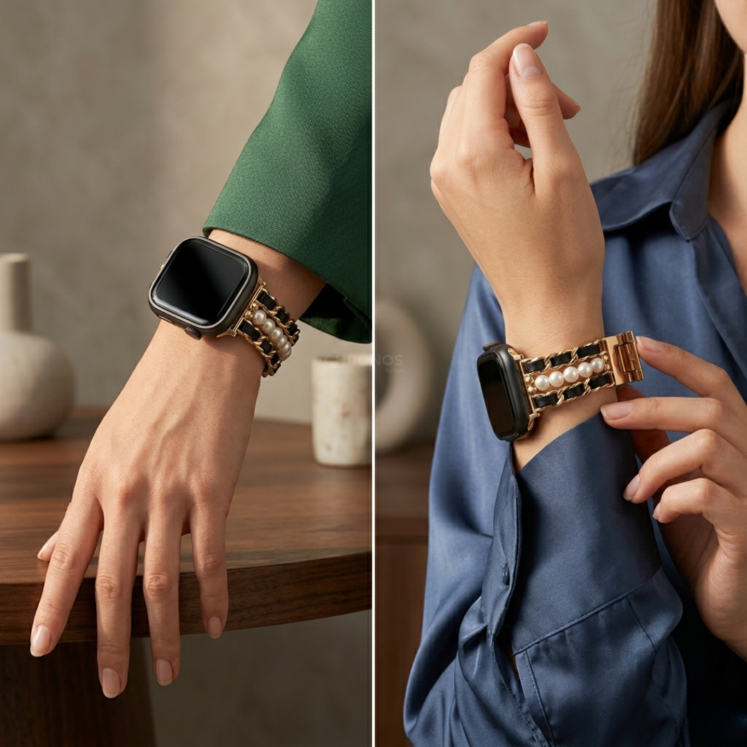 Pearl Metal Link Bracelet - Watch Band