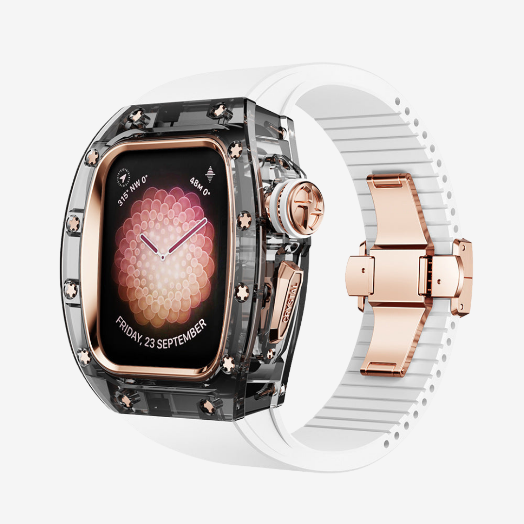 RM Crystaluxe Series - Fluororubber Band Crystal Case Retrofit Kit For Apple Watch - Watch Case