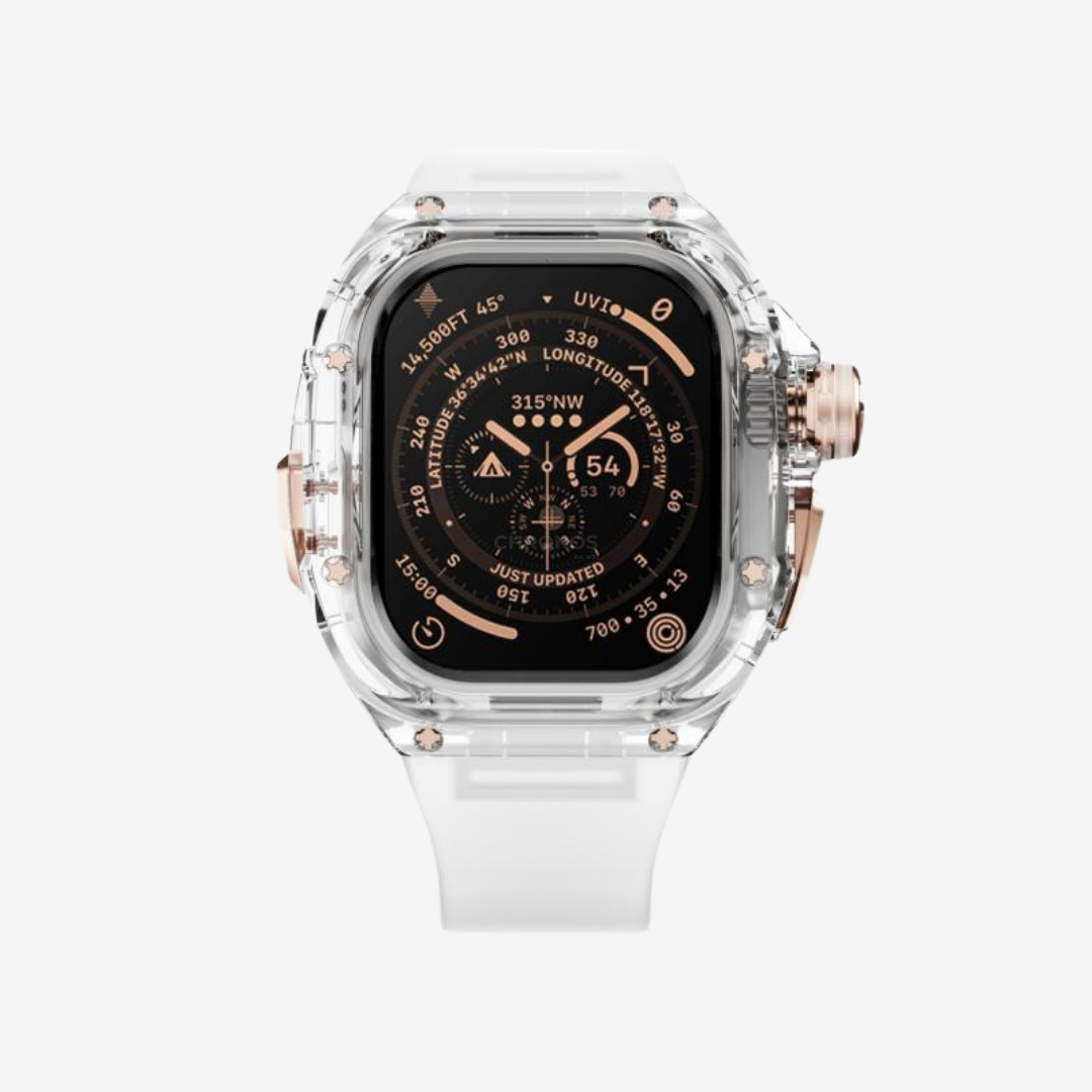 RM Crystaluxe Series - Fluororubber Band Crystal Case Retrofit Kit For Apple Watch - Watch Case