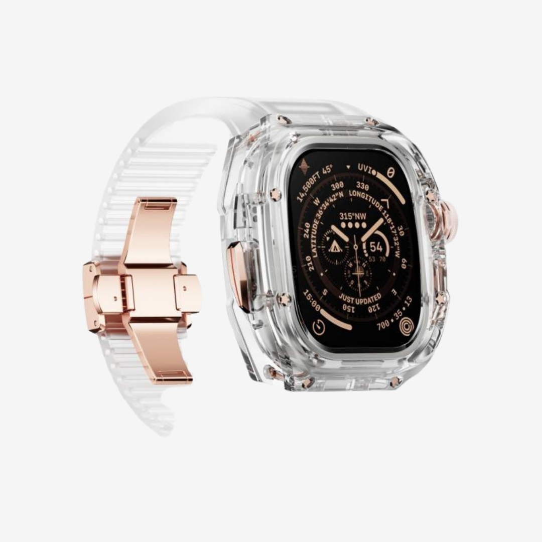 RM Crystaluxe Series - Fluororubber Band Crystal Case Retrofit Kit For Apple Watch - Watch Case