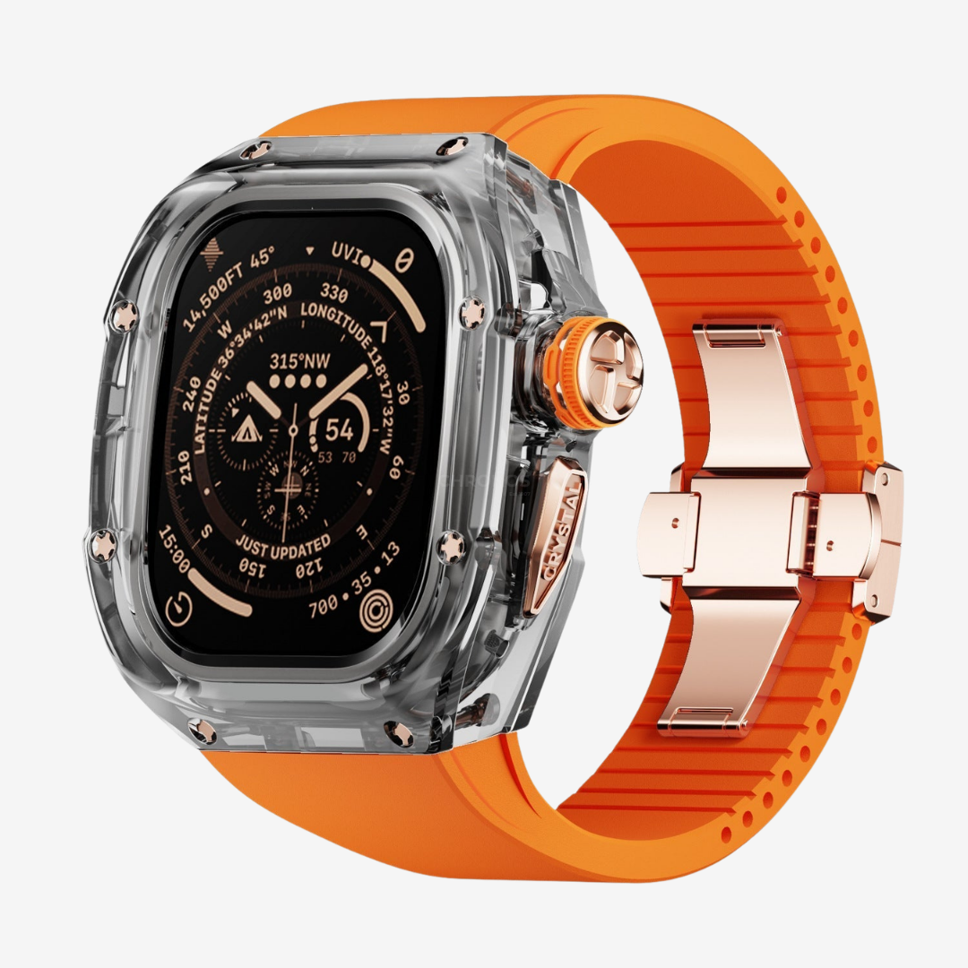 RM Crystaluxe Series - Fluororubber Band Crystal Case Retrofit Kit For Apple Watch - Watch Case