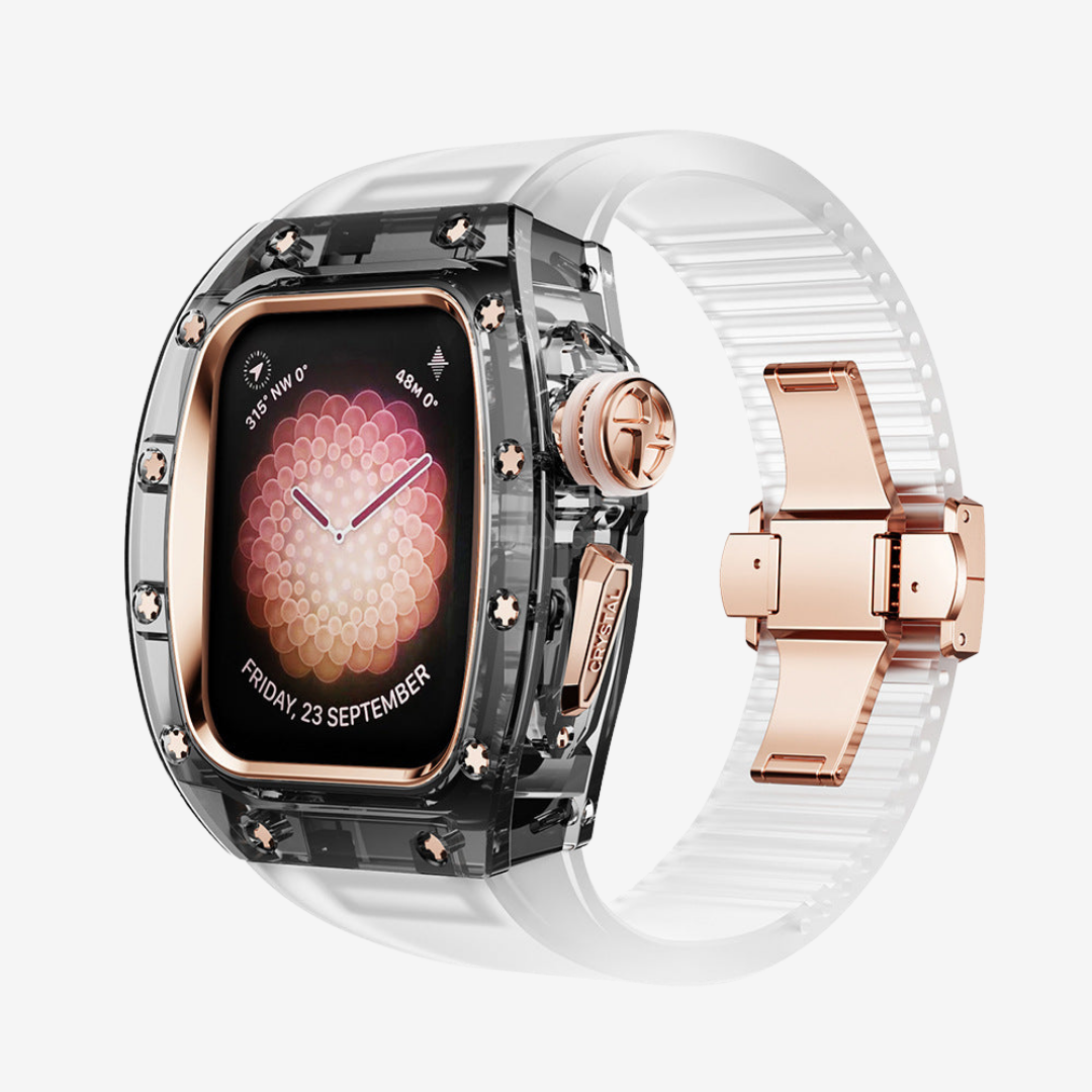 RM Crystaluxe Series - Fluororubber Band Crystal Case Retrofit Kit For Apple Watch - Watch Case