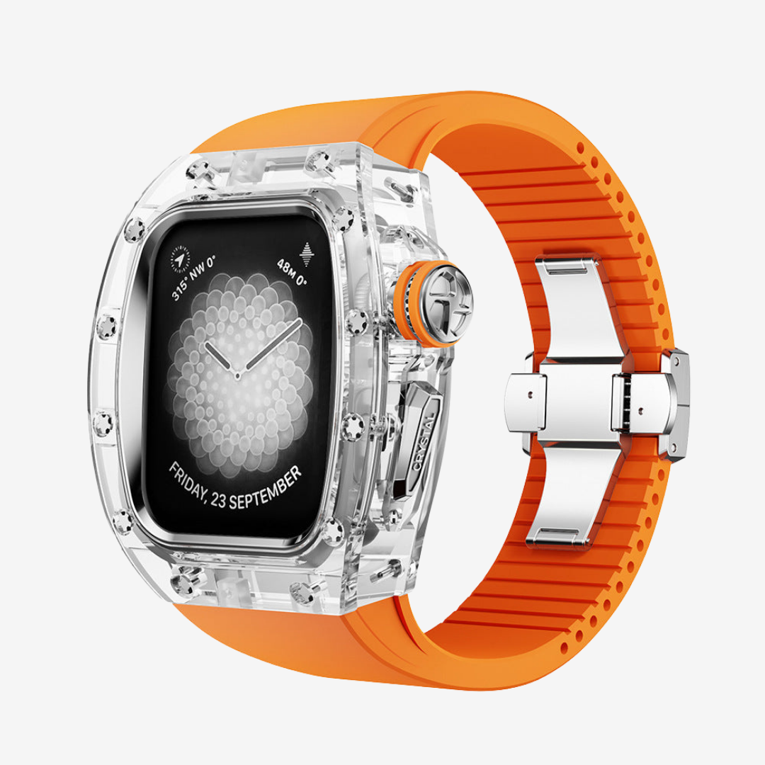 RM Crystaluxe Series - Fluororubber Band Crystal Case Retrofit Kit For Apple Watch - Watch Case