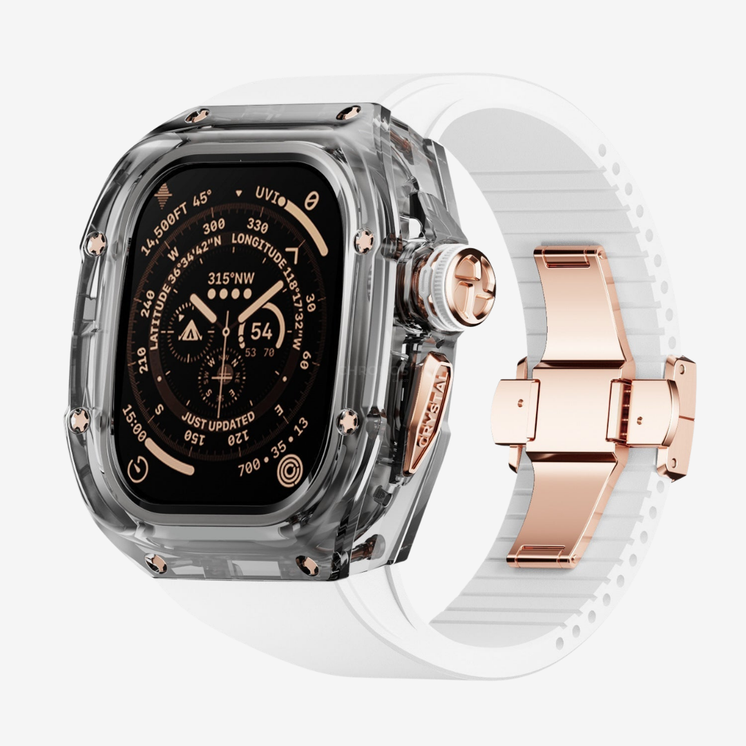 RM Crystaluxe Series - Fluororubber Band Crystal Case Retrofit Kit For Apple Watch - Watch Case