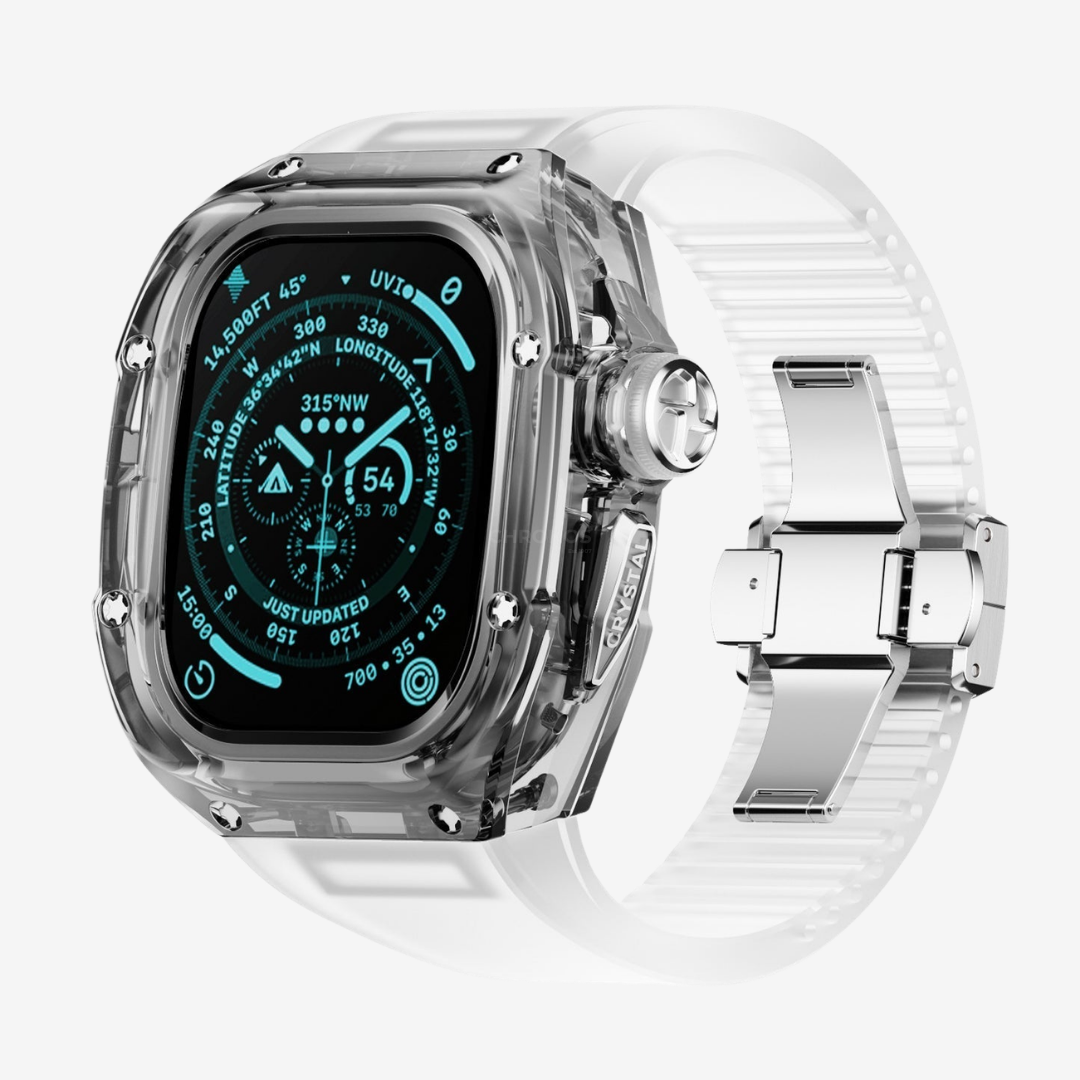 RM Crystaluxe Series - Fluororubber Band Crystal Case Retrofit Kit For Apple Watch - Watch Case