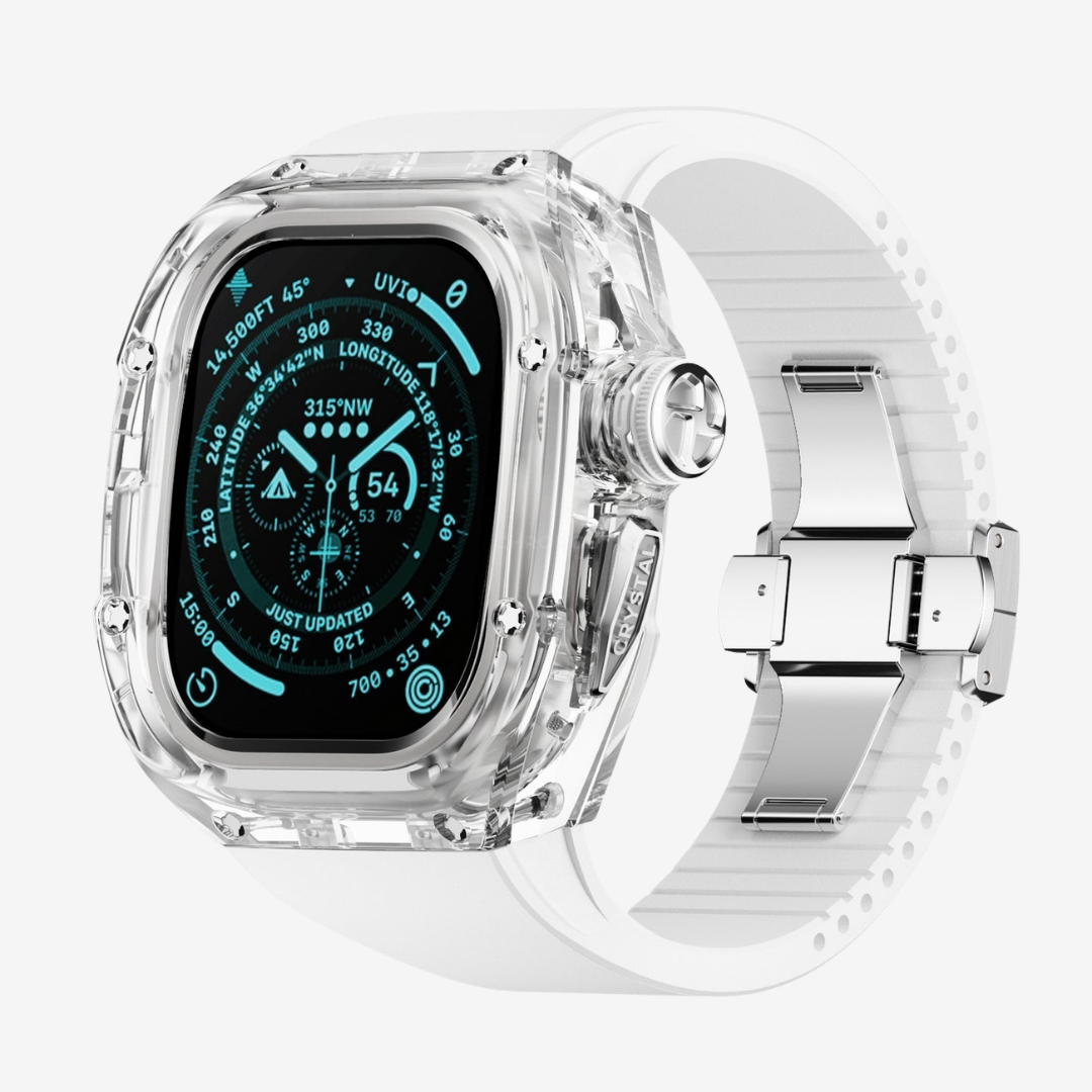 RM Crystaluxe Series - Fluororubber Band Crystal Case Retrofit Kit For Apple Watch - Watch Case