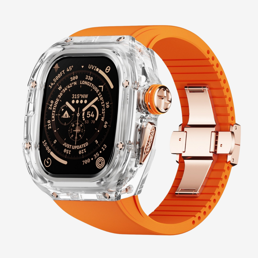 RM Crystaluxe Series - Fluororubber Band Crystal Case Retrofit Kit For Apple Watch - Watch Case