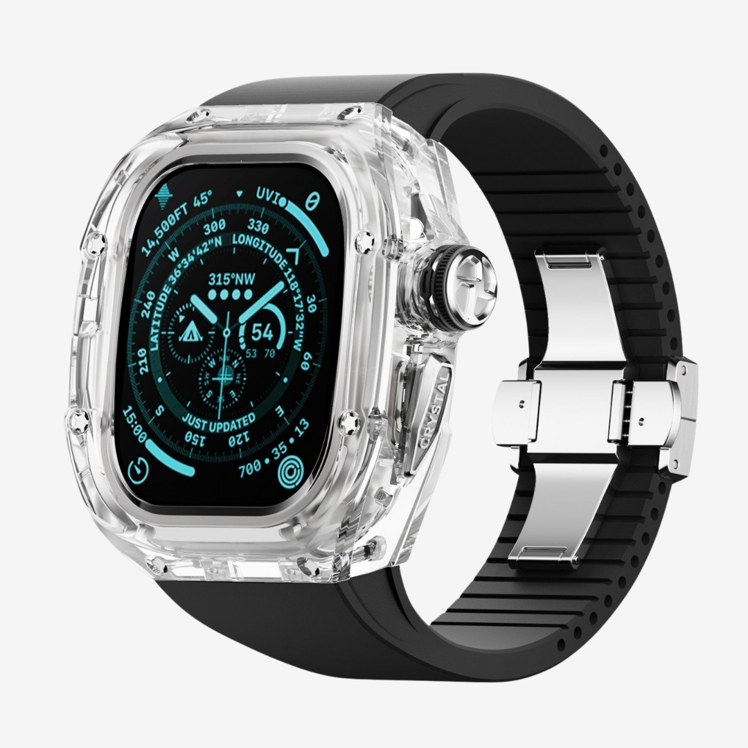 RM Crystaluxe Series - Fluororubber Band Crystal Case Retrofit Kit For Apple Watch - Watch Case
