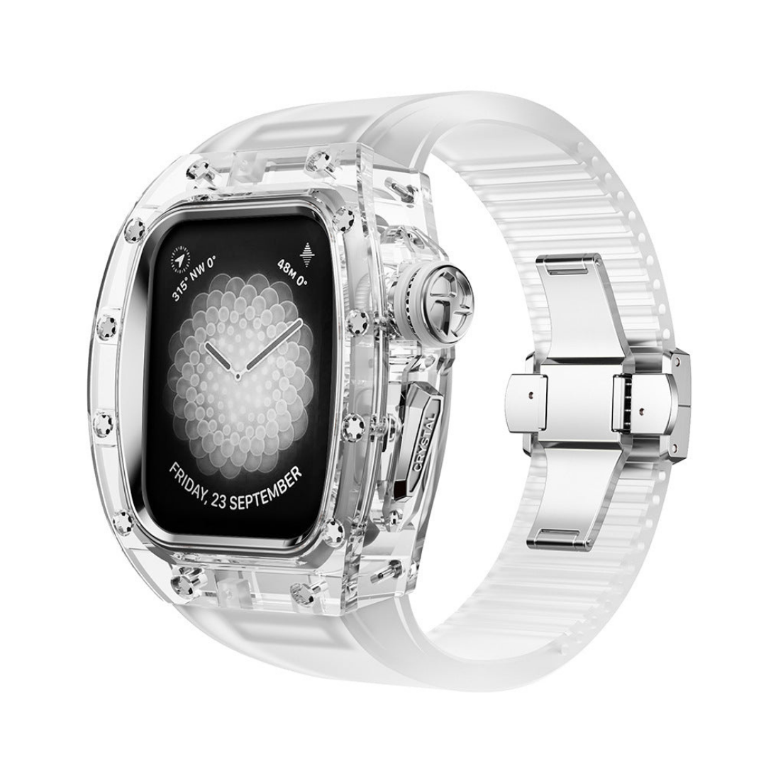 RM Crystaluxe Series - Fluororubber Band Crystal Case Retrofit Kit For Apple Watch - Watch Case