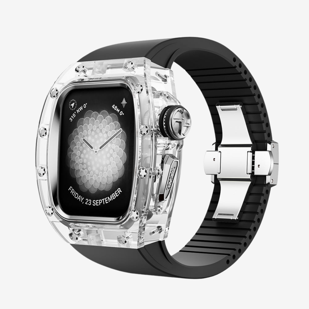 RM Crystaluxe Series - Fluororubber Band Crystal Case Retrofit Kit For Apple Watch - Watch Case