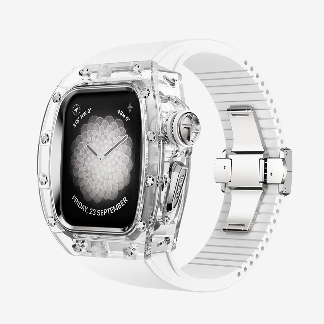 RM Crystaluxe Series - Fluororubber Band Crystal Case Retrofit Kit For Apple Watch - Watch Case