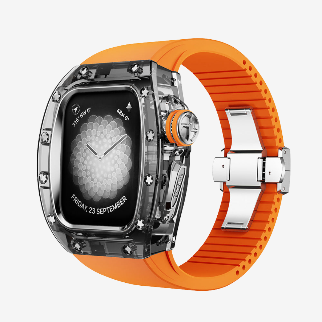 RM Crystaluxe Series - Fluororubber Band Crystal Case Retrofit Kit For Apple Watch - Watch Case