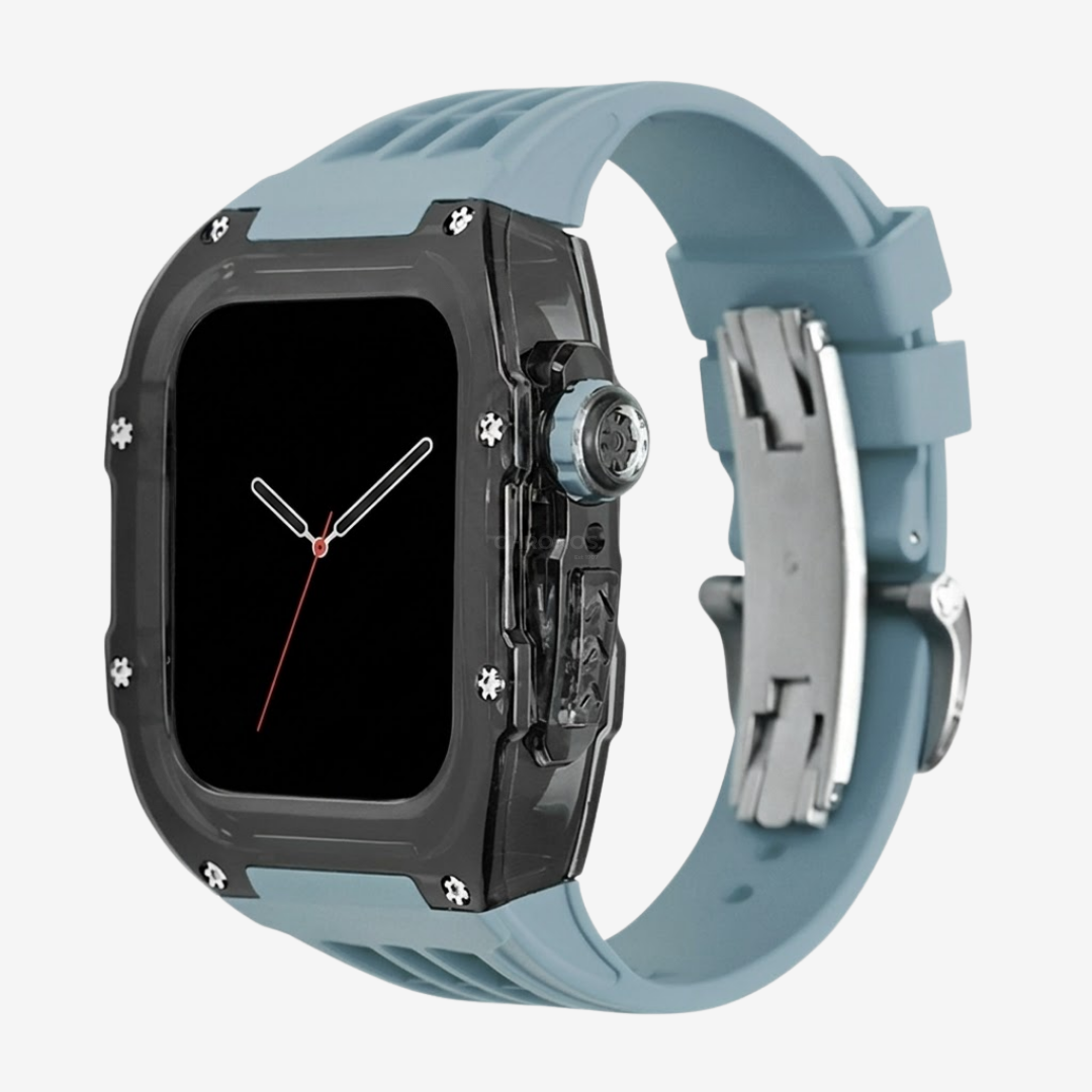 RM V30 Glacier Series Fluororubber Band Black Case Retrofit Kit For Apple Watch - Watch Case