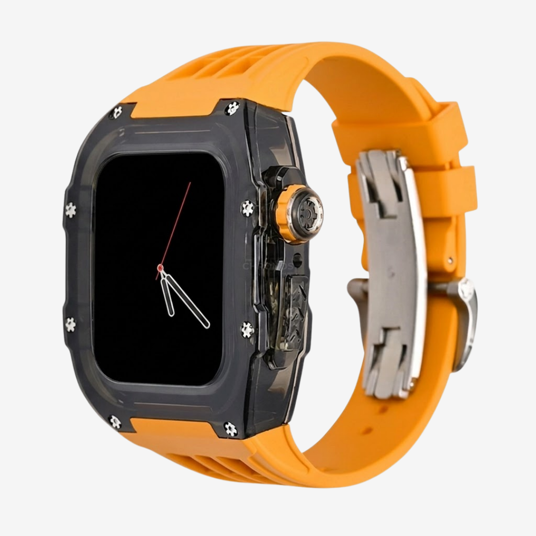 RM V30 Glacier Series Fluororubber Band Black Case Retrofit Kit For Apple Watch - Watch Case