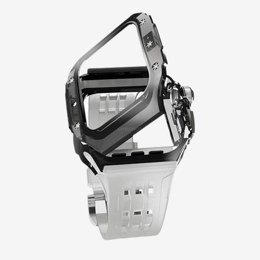 RM V30 Glacier Series Fluororubber Band Black Case Retrofit Kit For Apple Watch - Watch Case
