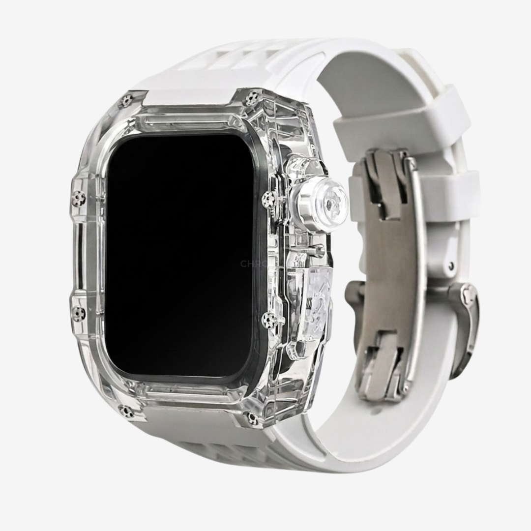 RM V30 Glacier Series Fluororubber Band Transparent Case Retrofit Kit For Apple Watch - Watch Case