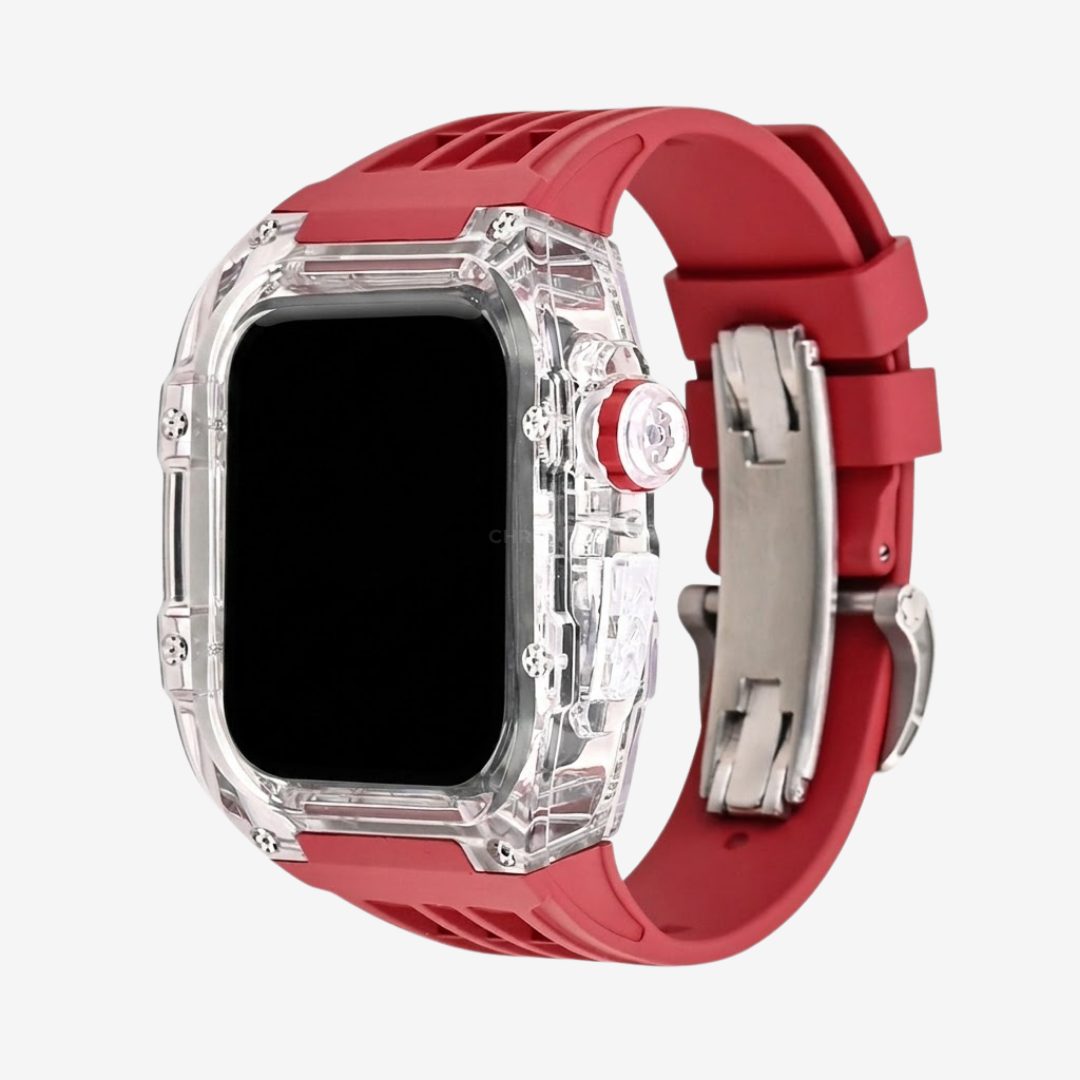 RM V30 Glacier Series Fluororubber Band Transparent Case Retrofit Kit For Apple Watch - Watch Case